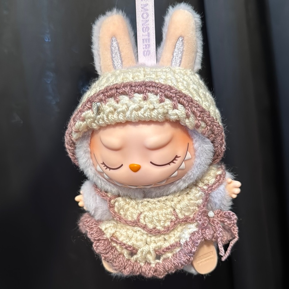 Adorable Crocheted Cream and Pink Labubu Handmade Outfit (outfit only)